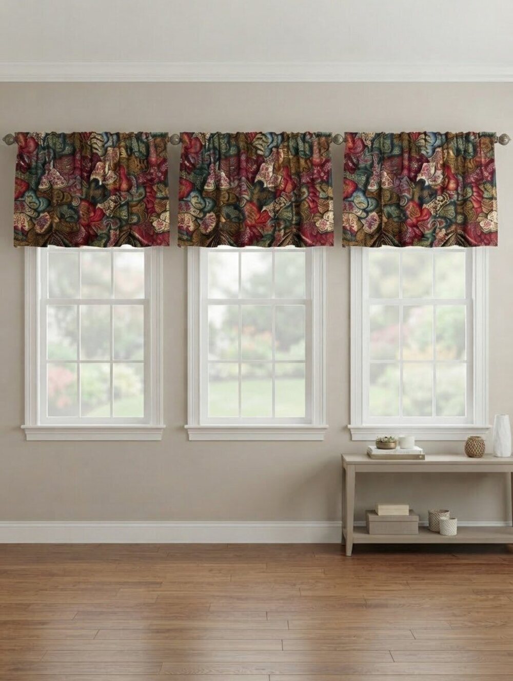 Three vintage jacquard valances